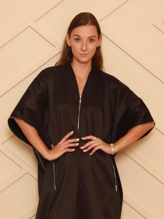 Zipper Dress, Diamond cut, black crepe materials