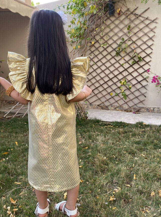 Girl's puffer dress glossy materials