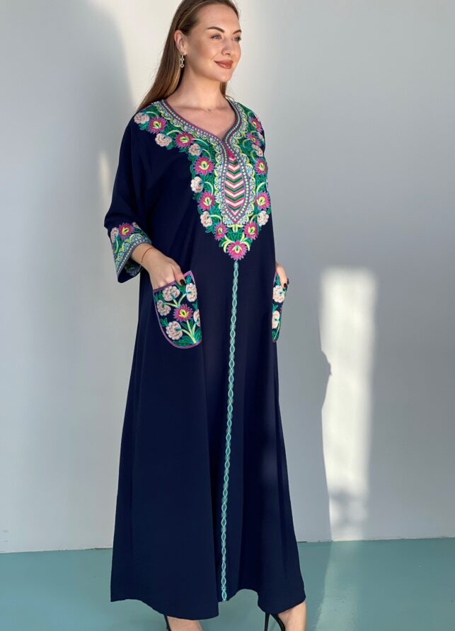 Modern Caftan, Crepe materials Flower embroidery