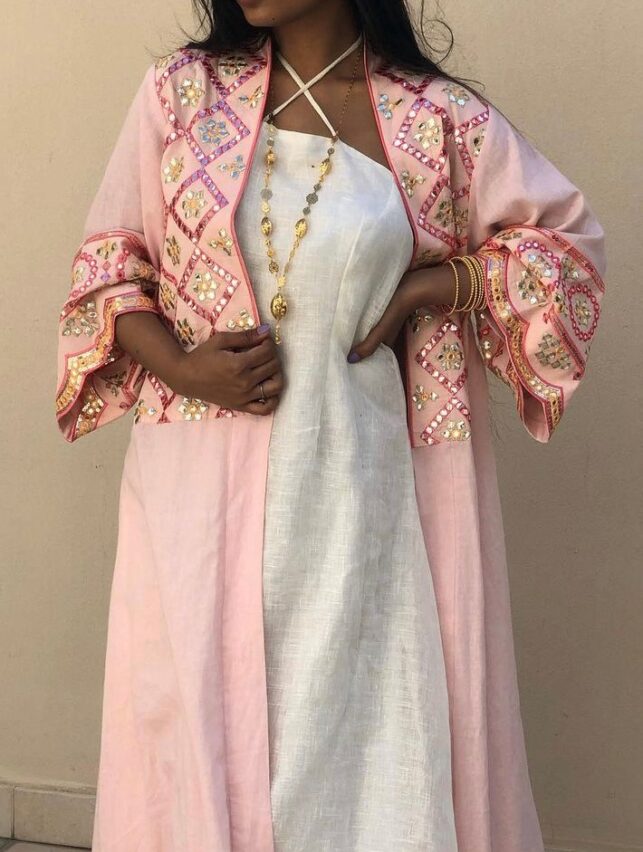 Set of Ramadan dress, mixed up embroidery w/ linen materials