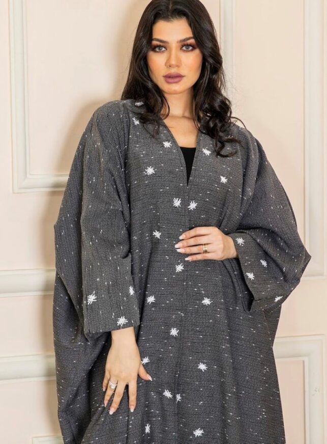 Modern Jalabya, crepe materials w/ tiny embroideries