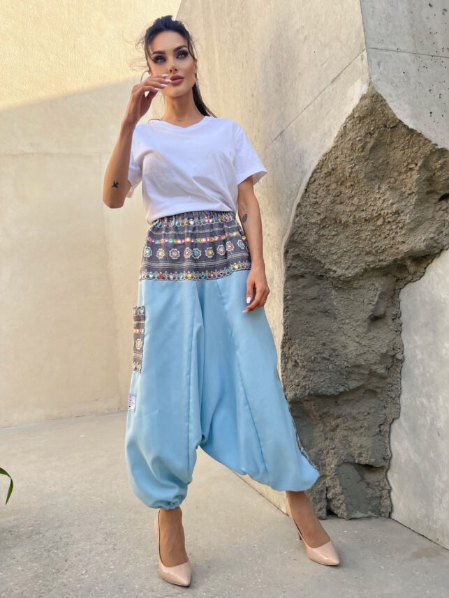 Punjabi style T-shirt with pants, cotton garterize