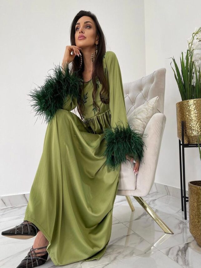 Silky Dress with fur