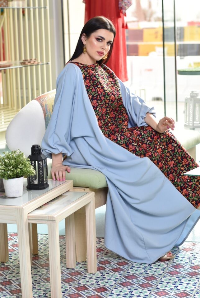 Mother & daughter Jalabya, forepart embroidery crepe materials