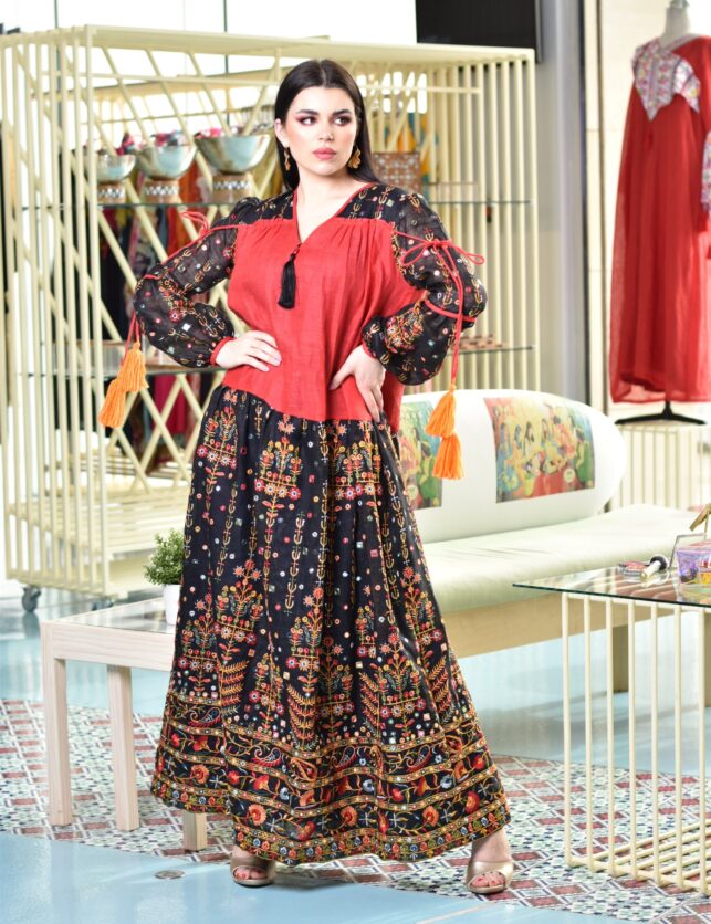Modern Jalabya, long sleeve with linen Material