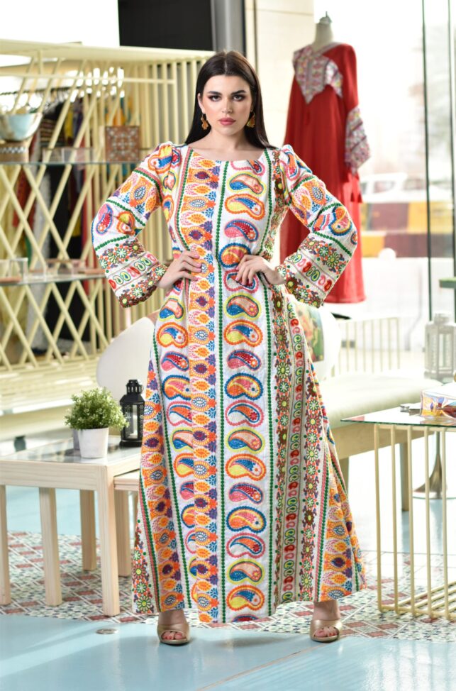 Full Embroidery dress Cotton linen materials
