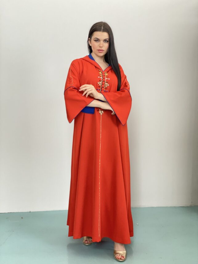Hoodie dress with multiple buttons & crepe Materials