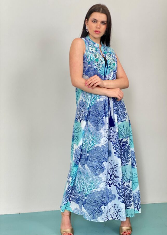 Summer sleeveless dress beaded design