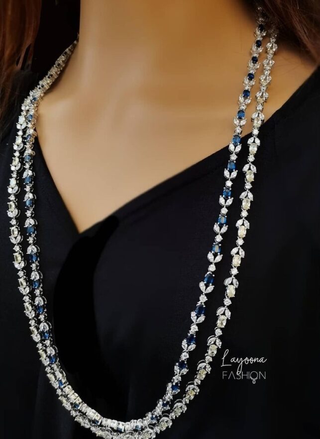 Set of Faux Silver & Tanzanite Necklace w/ earrings