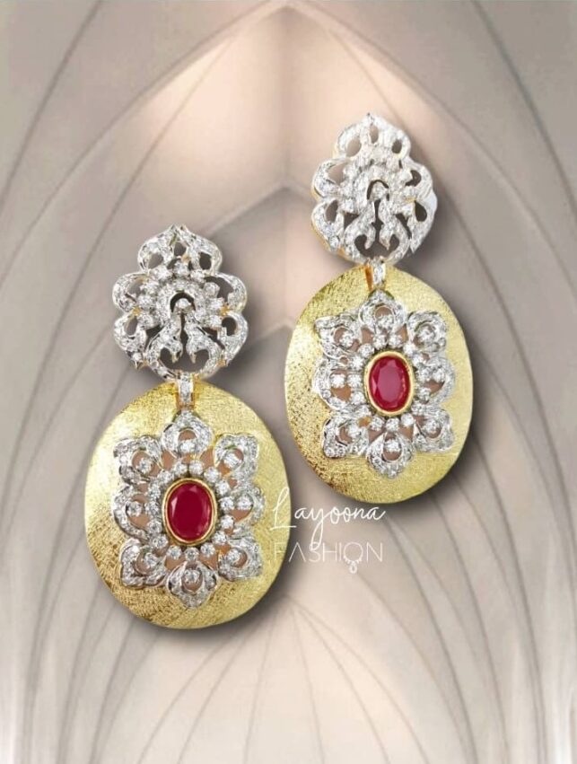 Round earrings, faux silver & gold w/ Zodiac stones