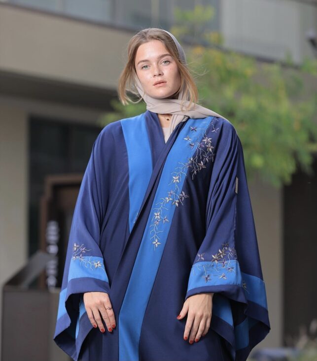 Embroidery Abaya cape style silky materials