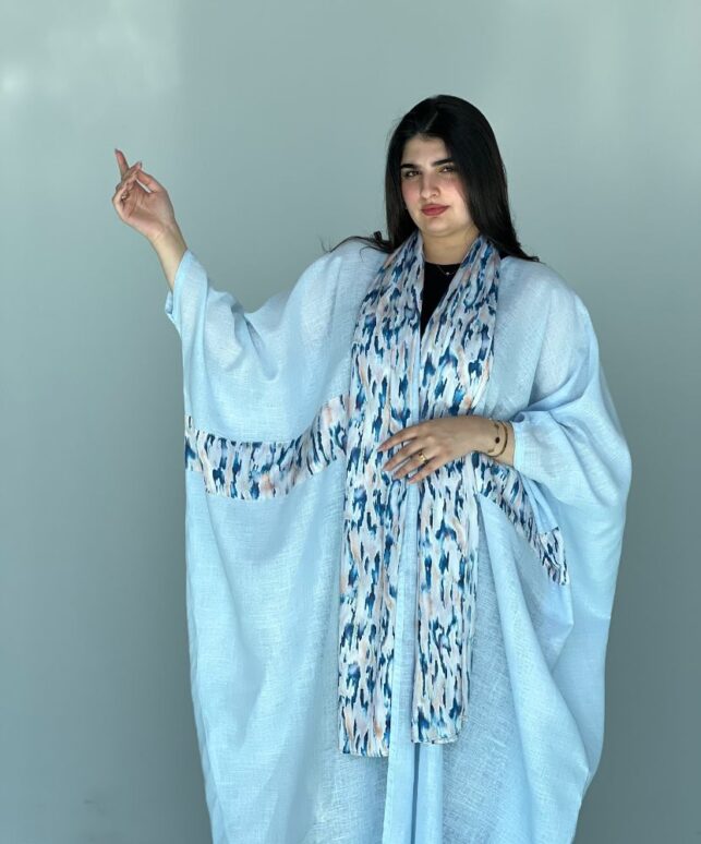 Summer painted abaya, linen materials