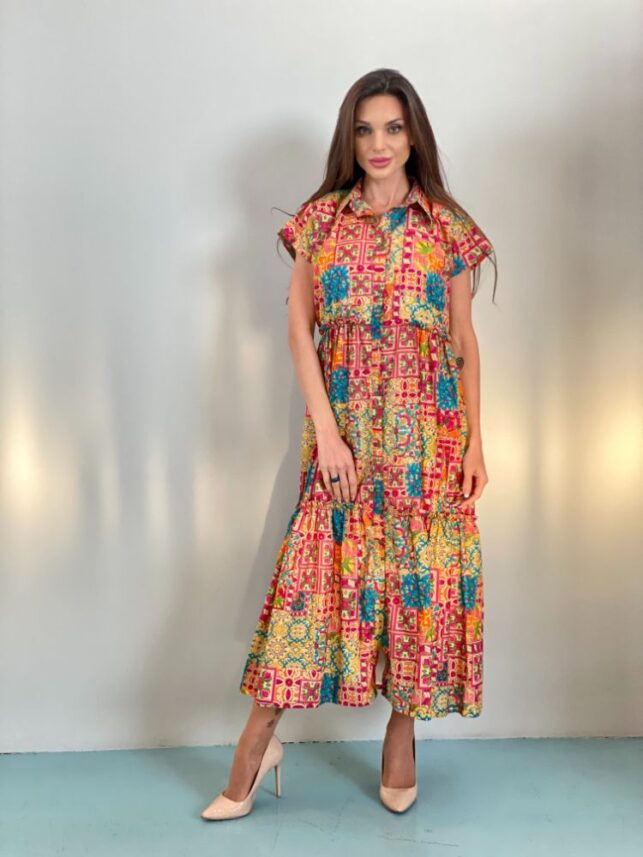Short sleeve dress plural cotton materials