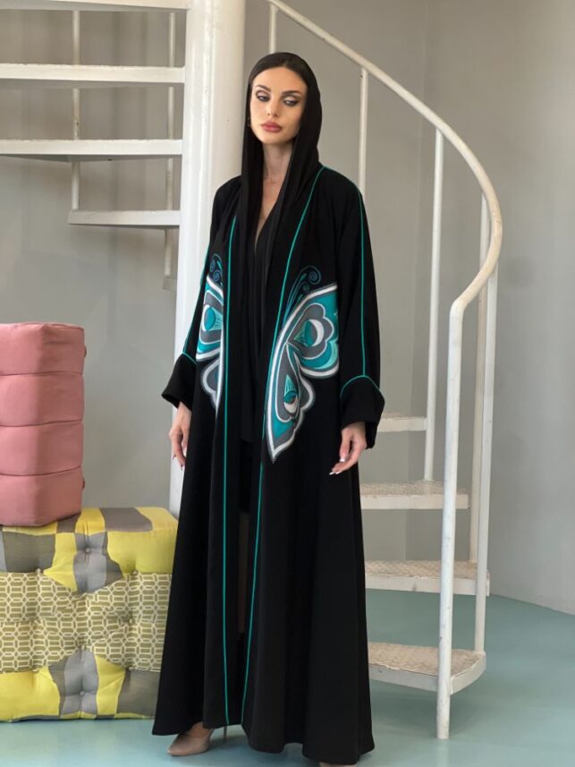 Modern Abaya, butterfly embroidery, crepe materials