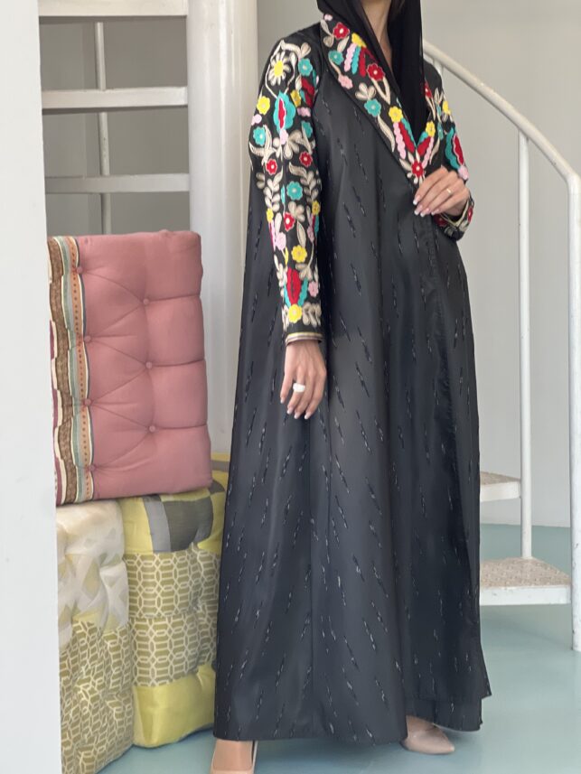 Flowery abaya, pongee materials