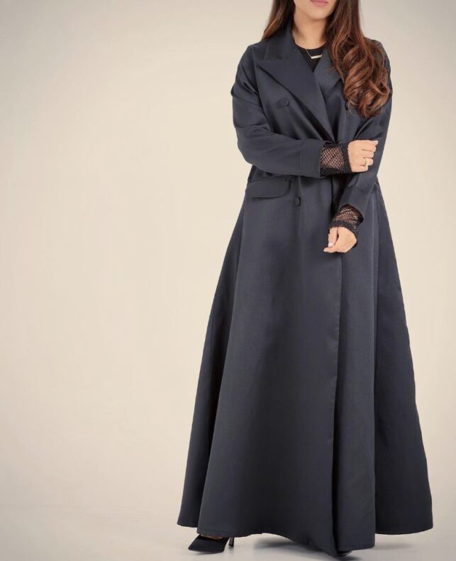 Long Jacket with pockets & buttons , Crepe cotton with net materials