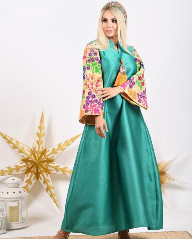 Ramadan Jalabiya, Silver designs Silk crepe materials