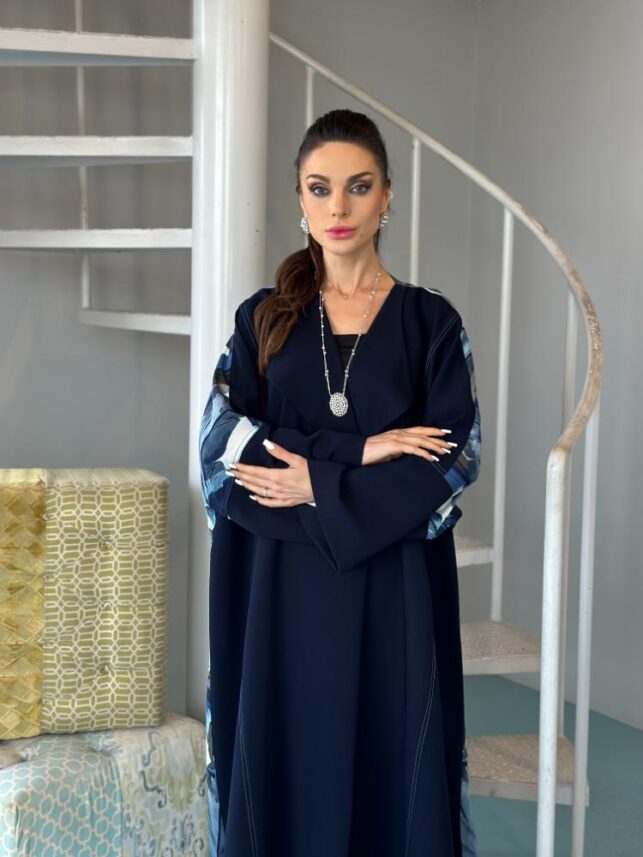 Printed leafy designed abaya, Crepe materials