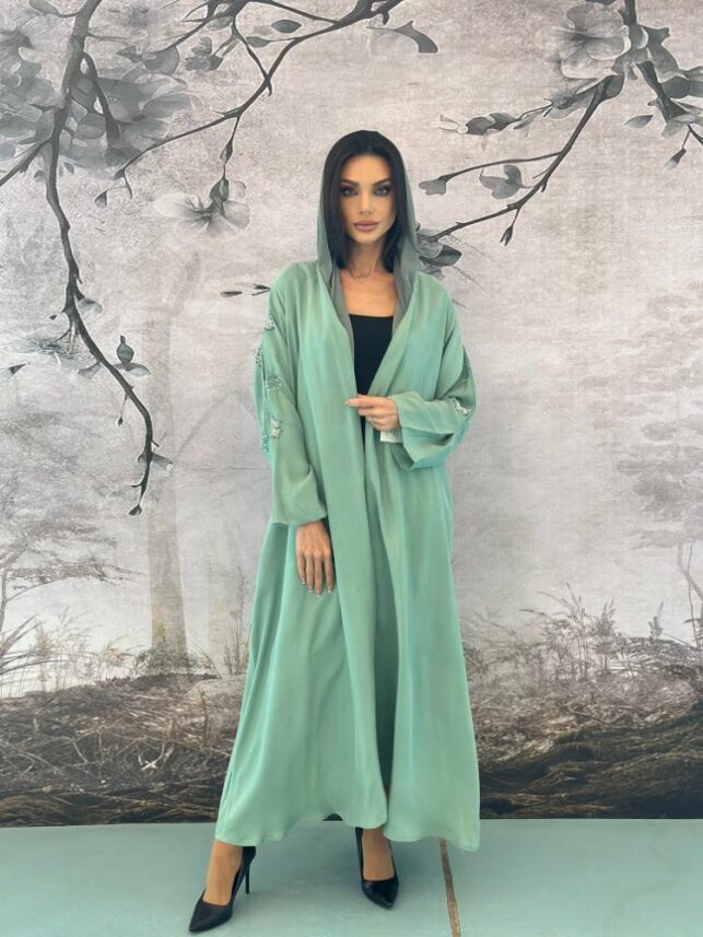 Colored abaya w/ embriodery, Hemp material