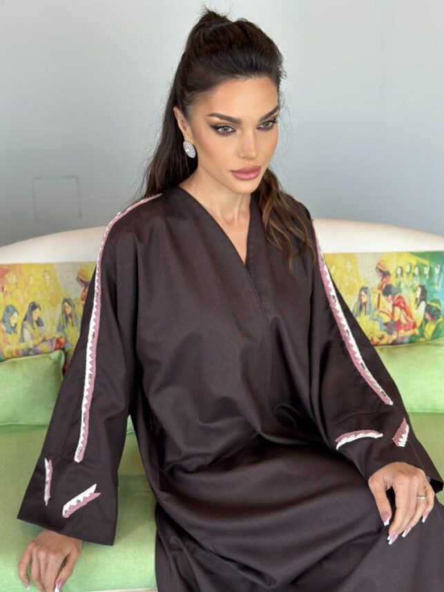 Colored & designed abaya, Linen cotton materials