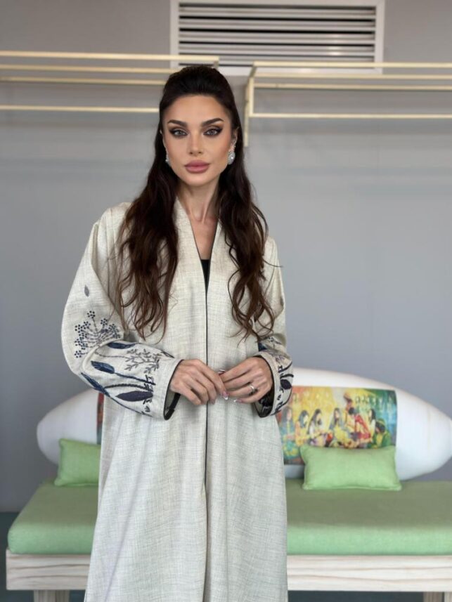 Dainty Embroidery abaya, Linen materials