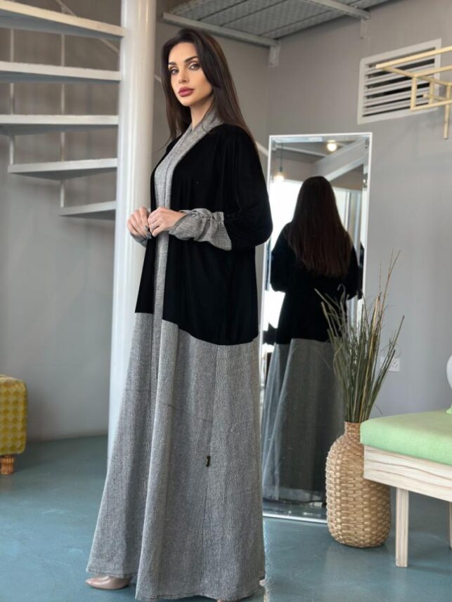 Dual colored abaya, Velvet linen materials