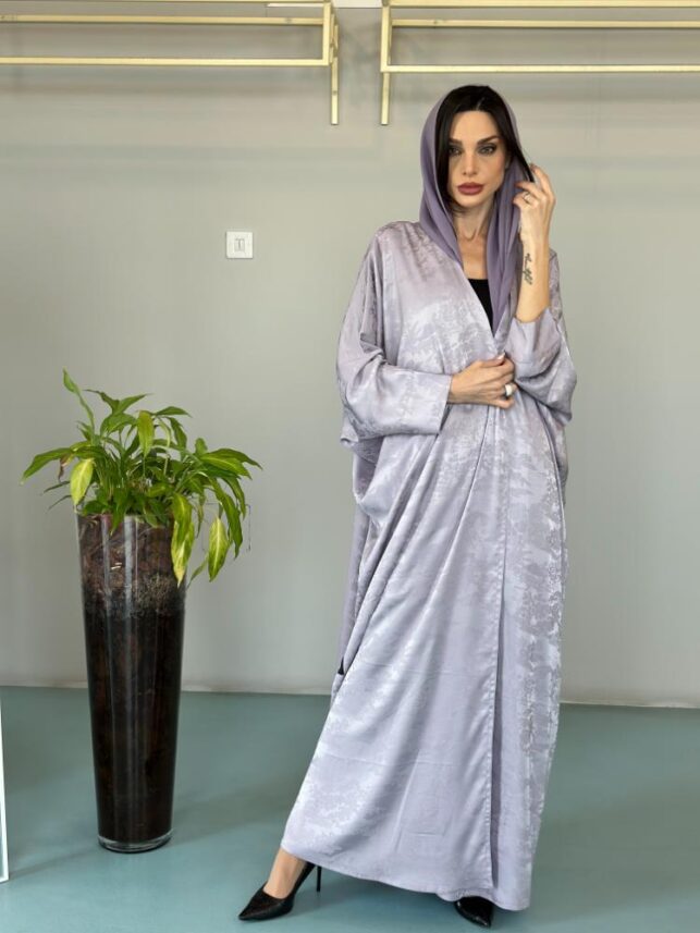 Printed Flower Abaya, Silk Materials