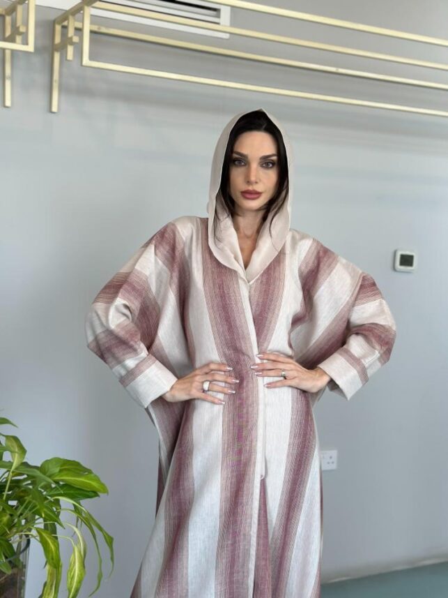 Stripe Abaya, Linen Materials
