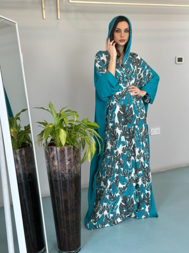 Leafy Design Summer Abaya, Cotton Materials