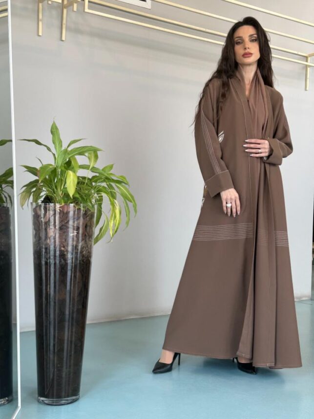 White Embroidery Abaya, Crepe Materials