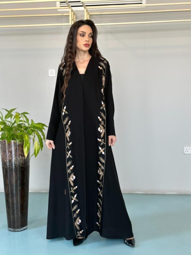 Flower Embroidery Abaya, Crepe Materials