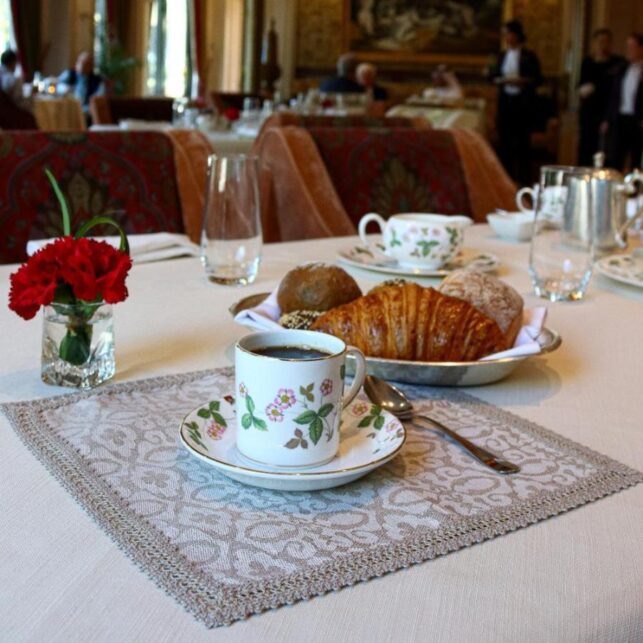 Stitch design napkin calm tea, Linen materials