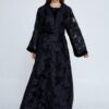 The midnight floral tulle overlay abaya set